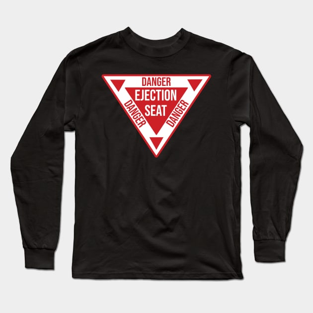 Ejection Seat Danger  Triangle Military Warning Fighter Jet Aircraft Distressed Long Sleeve T-Shirt by Gaming champion